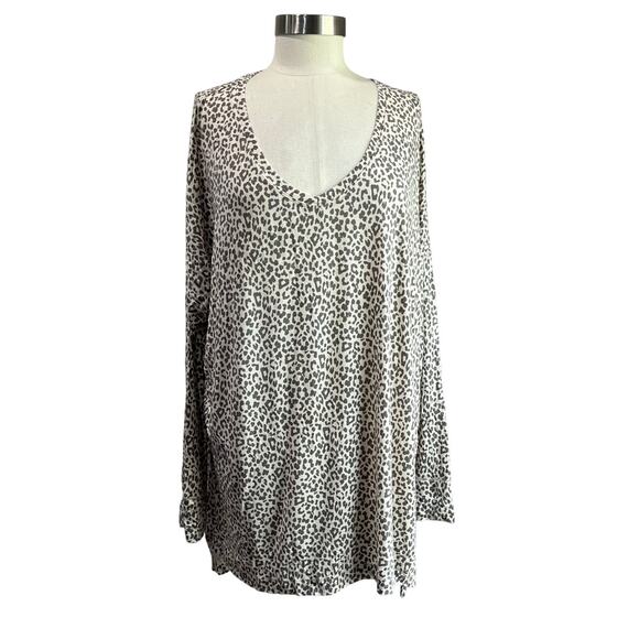 American Eagle Soft & Sexy Leopard Tunic Top Size XL Neutral Lounge Fall Chic - Picture 1 of 7